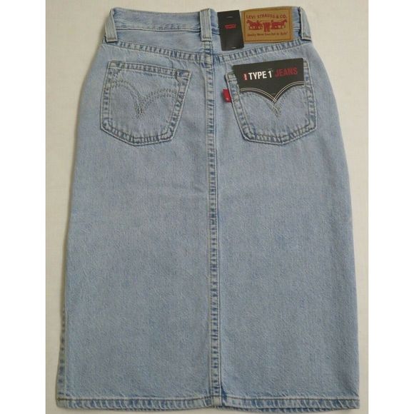 Levi's Premium Type 1 Women's Sz W25 Living Legend 1 Side Slit Knee Length Skirt - Picture 2 of 7